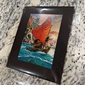 Thomas Kinkade Moana & Maui Ocean Sailing Matted Print 7" x 9" Art Disney NEW